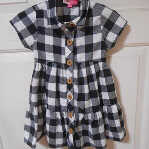excellent Penelope Mack Ltd. Sz 2T blk&wht check button front Dress SS babydoll